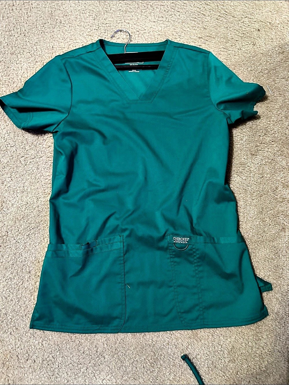 Cherokee Workwear V-Neck Scrub Top and Cargo Pant Set Green